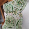 Foulard vert 100 % coton - Rosaces