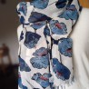 100% cotton blue scarf - Poppies