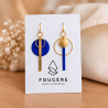 Brass and Resin Earrings - Blue