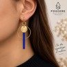 Boucles d'oreilles en laiton et résine - Bleu