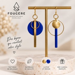 Brass and Resin Earrings - Blue