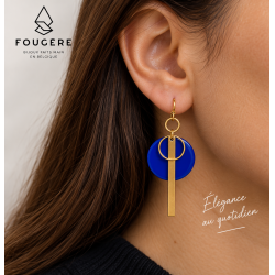 Brass and Resin Earrings - Blue