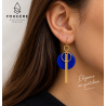 Brass and Resin Earrings - Blue