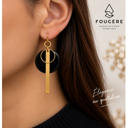Brass and Resin Earrings - Black