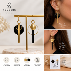 Brass and Resin Earrings - Black
