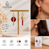 Boucles d'oreilles en laiton et résine - Rouge