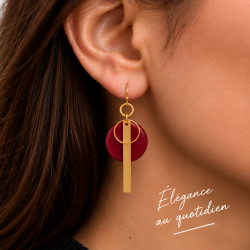 Boucles d'oreilles en laiton et résine - Rouge