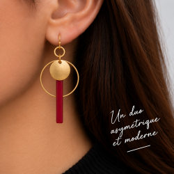 Brass and Resin Earrings - Red