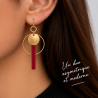 Brass and Resin Earrings - Red