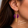 Boucles d'oreilles en laiton et résine - Mauve