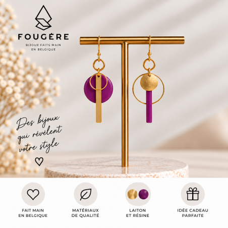 Brass and Resin Earrings - Madame Framboise
