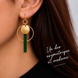Boucles d'oreilles en laiton et résine - Vert