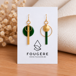 Boucles d'oreilles en laiton et résine - Vert