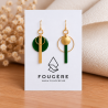 Brass and Resin Earrings - Green