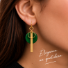 Boucles d'oreilles en laiton et résine - Vert