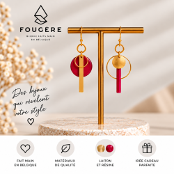 Boucles d'oreilles en laiton et résine - Madame Framboise