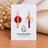 Boucles d'oreilles en laiton et résine - Fuchsia