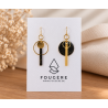 Boucles d'oreilles en laiton et résine - Noir avec paillettes
