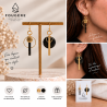 Brass and Resin Earrings - Black with Glitter