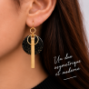 Boucles d'oreilles en laiton et résine - Noir avec paillettes
