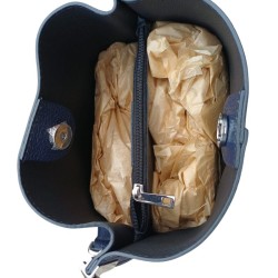 Grained Leather Bag - Navy