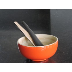 Orange lacquered bamboo salad bowl - Madame Framboise