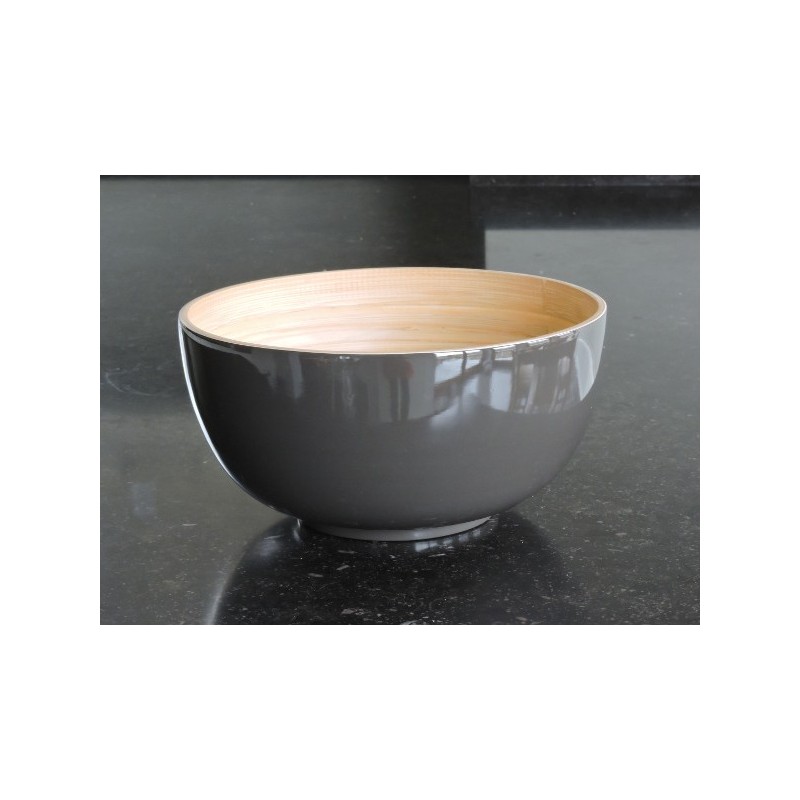 Taupe lacquered bamboo salad bowl - Madame Framboise