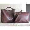 Double brown leather bag - Madame Framboise