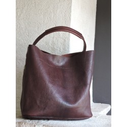 Sac en cuir marron grand modèle - Madame Framboise