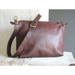 Sac en cuir marron petit modèle - Madame Framboise