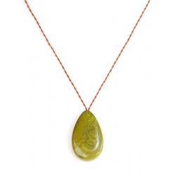 Olive green drop tagua pendant - Madame Framboise