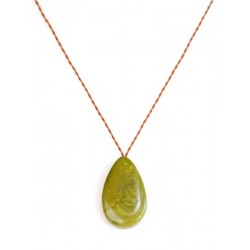 Olive green drop tagua pendant - Madame Framboise