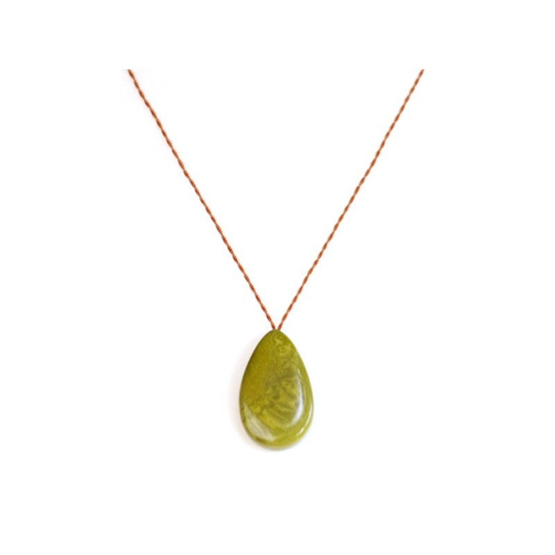 Olive green drop tagua pendant - Madame Framboise