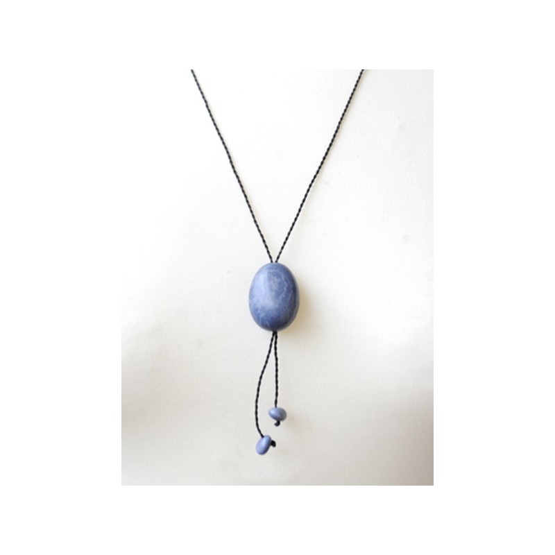 Blue pearl tagua pendant - Madame Framboise