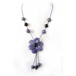 Pendentif fleur en tagua bleu - Madame Framboise