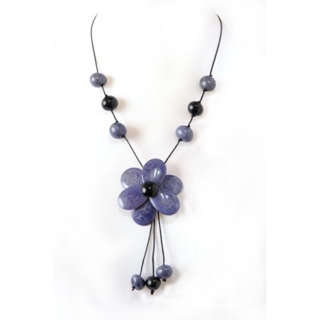 Blue flower tagua pendant - Madame Framboise