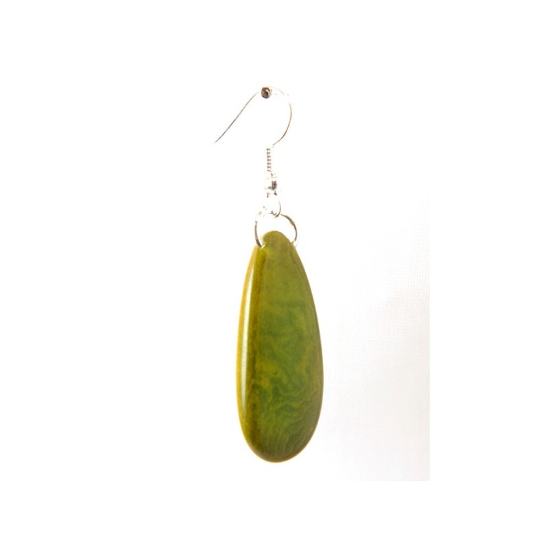 Boucles d'oreilles "Goutte" en tagua vert olive - Madame Framboise
