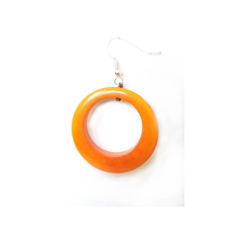 Boucles d'oreilles "Anneau" en tagua orange - Madame Framboise