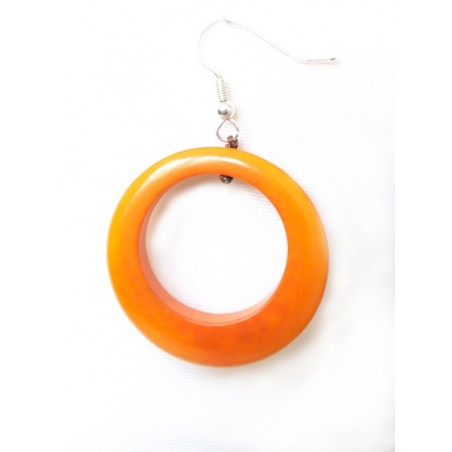 Boucles d'oreilles "Anneau" en tagua orange - Madame Framboise