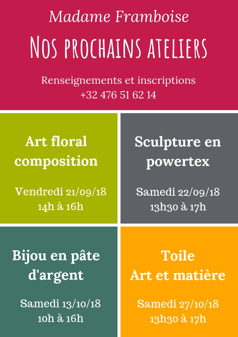 Ateliers créatifs - automne 2018